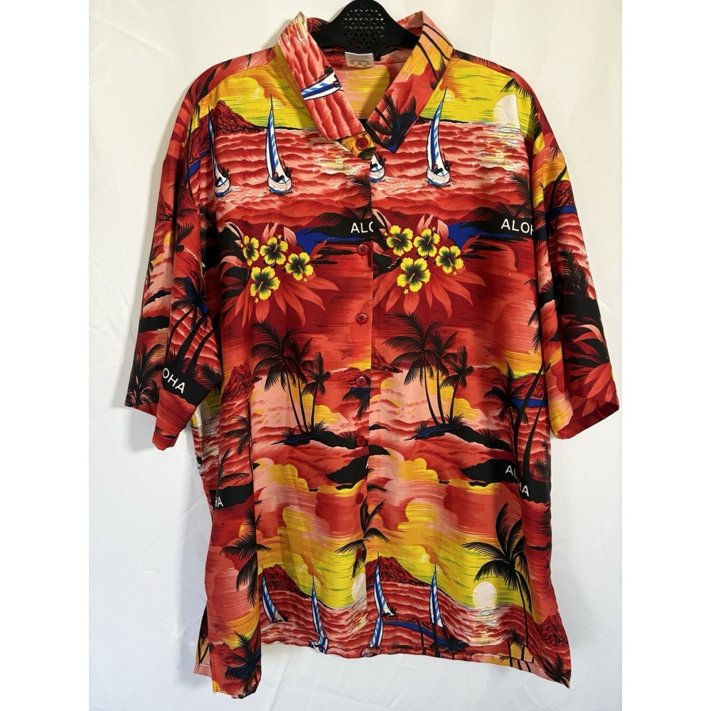 Laleela womans Hawaiian Shirt Size 2XL Tropical Short Sleeve Button Up